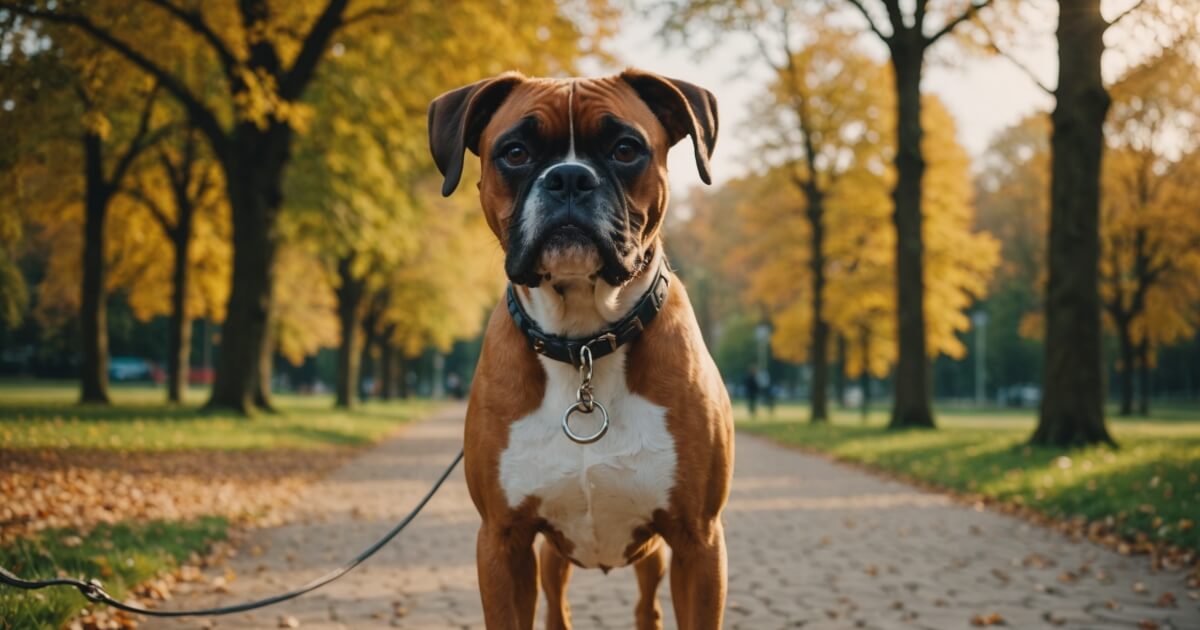 ボクサー犬の散歩